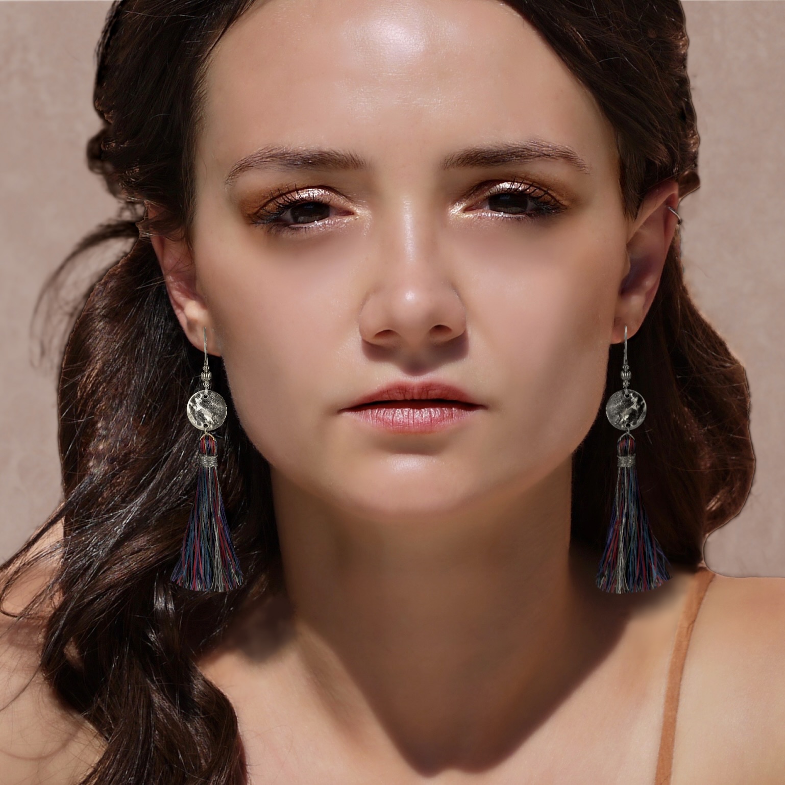 P Boucles pompon multicolor Argenté