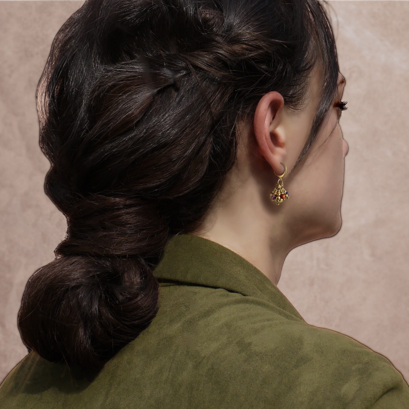 P-boucle pierre gemme doré