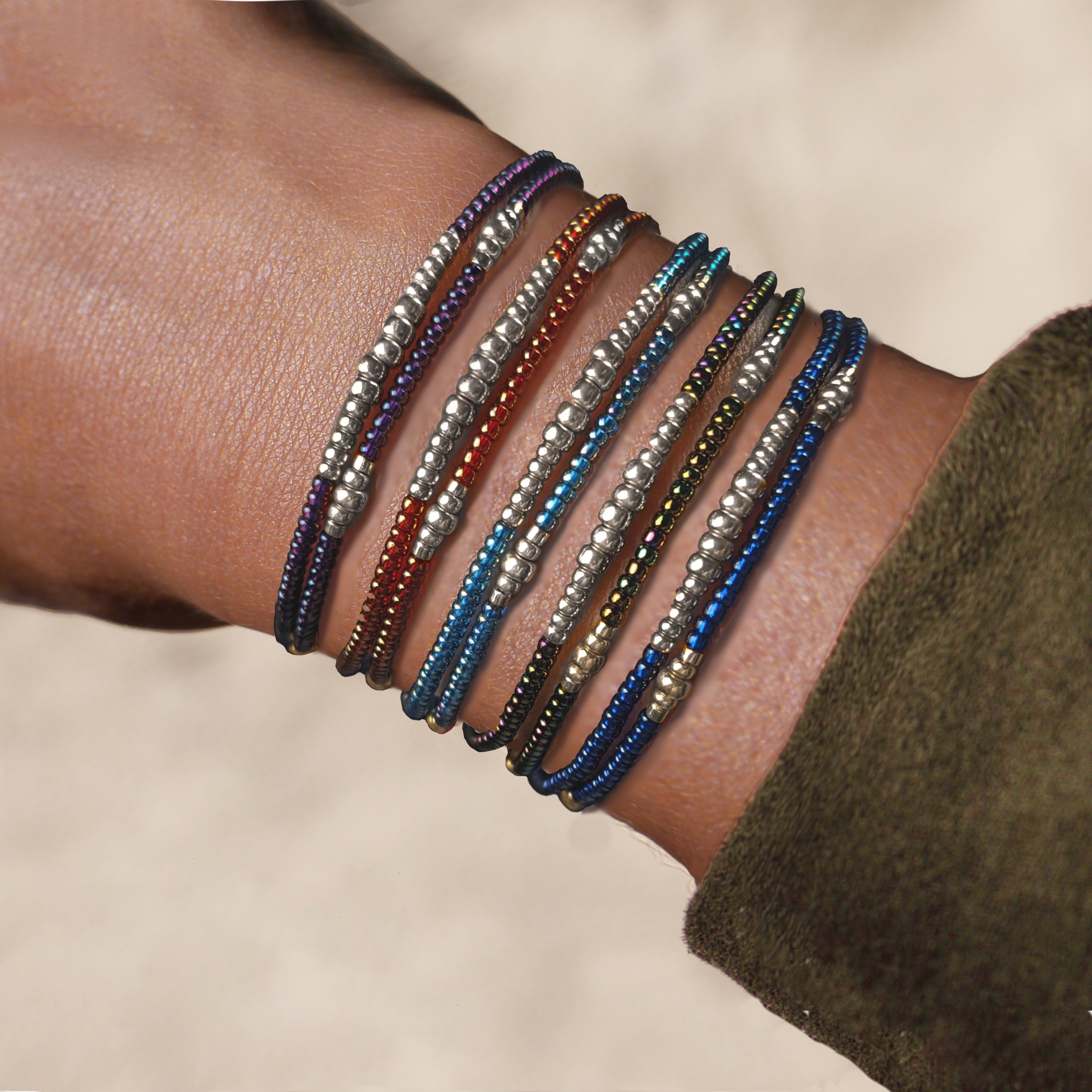 P bracelet miyuki 5 couleurs argenté